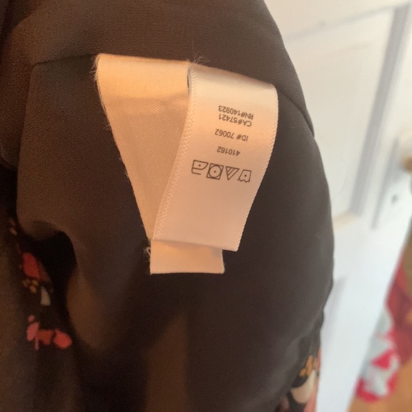 Loft charcoal grey floral chiffon maxi, lined, v neck, elastic waist,cuffs szXSP - Picture 10 of 12